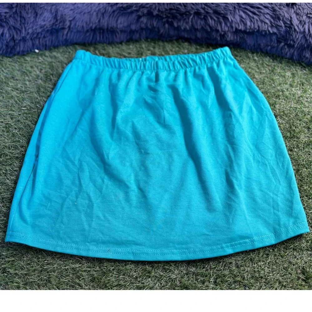 Shein Skirt Blue Mini Elastic Waist Casual Everyday‎ Short Summer Beach